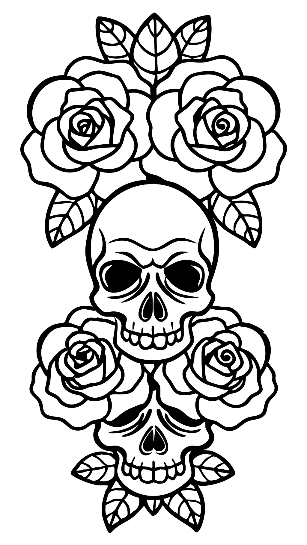 coloring pages of skulls and roses